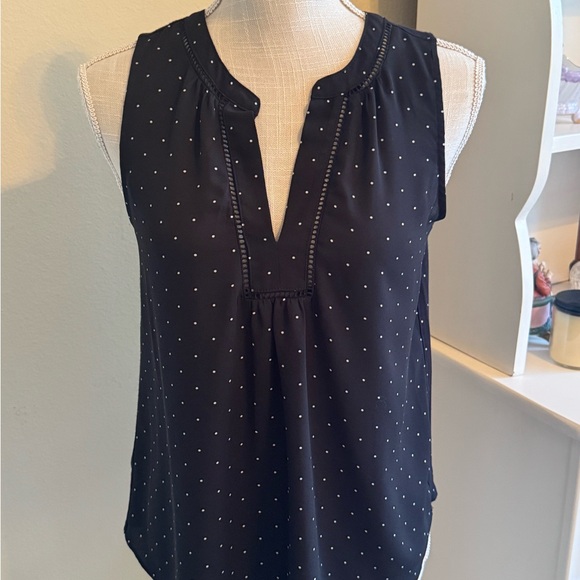 LOFT Tops - Loft Black Polka Dot Top